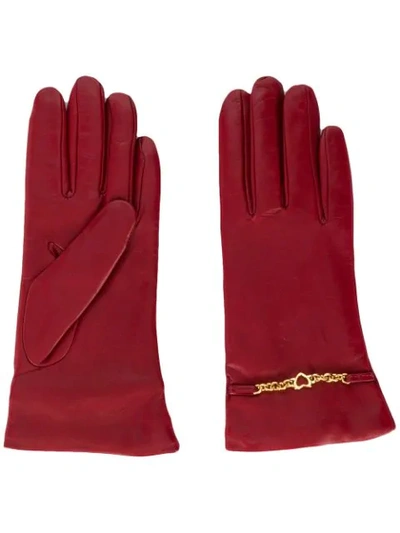 Shop Escada Heart Chain Gloves In Red