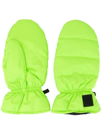 Shop Bacon Neon Puffer Gloves In Green