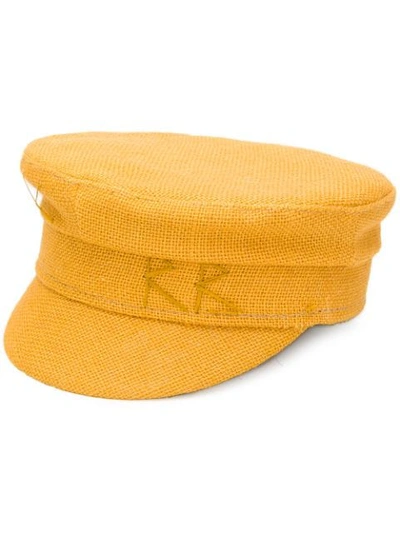 Shop Ruslan Baginskiy Embroidered Logo Peaked Hat In Yellow