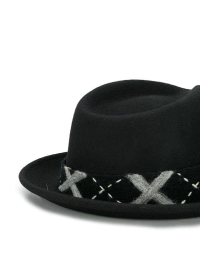 Shop Le Chapeau Checked Band Hat In Black