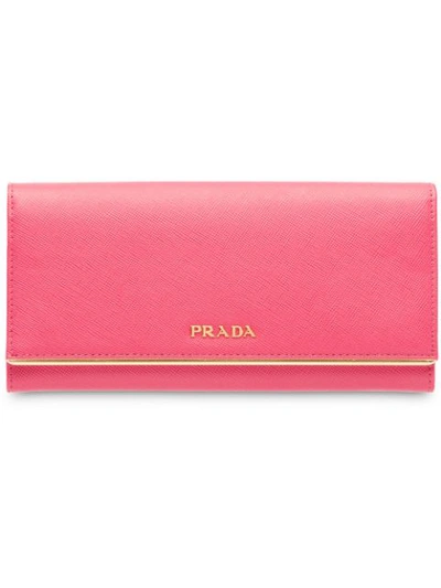 Shop Prada Wide Wallet In Pink
