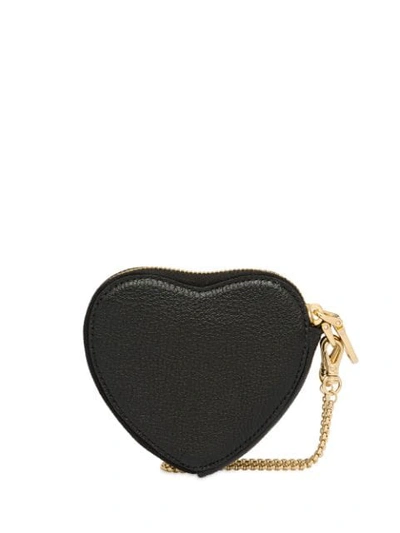 Shop Miu Miu Madras Leather Heart Keychain In Black