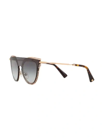 Shop Valentino Garavani Cat Eye Sunglasses In Gold