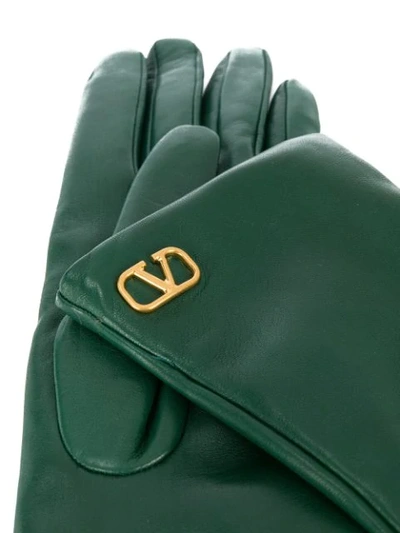 Shop Valentino Vlogo Gloves In Green