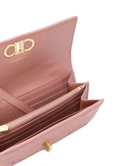 Shop Ferragamo Salvatore  Gancino Quilted Wallet - Pink