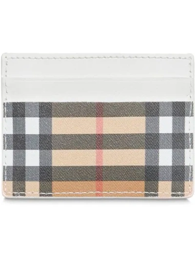 Shop Burberry Vintage Check And Leather Card Case In Neutrals