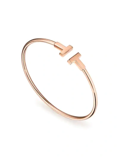 Shop Tiffany & Co 18kt Rose Gold Tiffany T Wire Cuff In Metallic