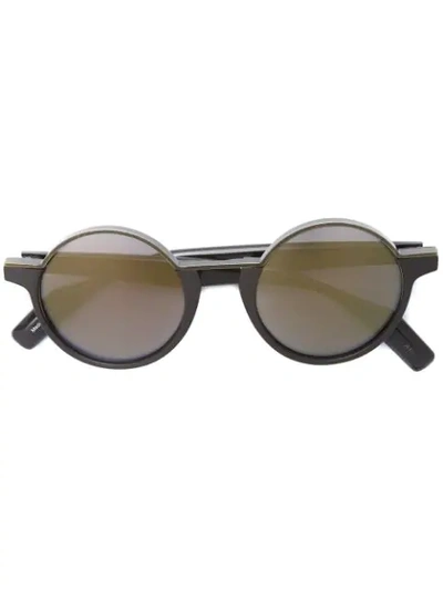 Shop Yohji Yamamoto Round Framed Sunglasses - Black
