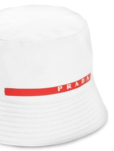 Shop Prada Linea Rossa Logo Stripe Bucket Hat In White