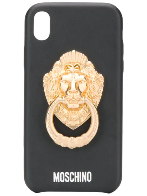 Moschino Lion Knocker Iphone Xs Max Case In 1555 Black Modesens