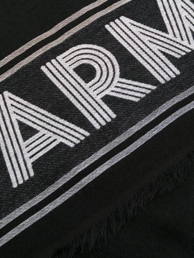 Shop Emporio Armani Logo Embroidered Scarf In Black