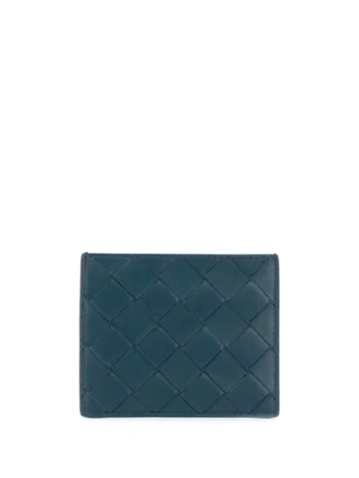 Shop Bottega Veneta Intrecciato Weave Cardholder In Blue