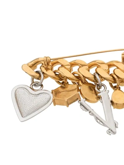 Shop Versace Multi-charm Medusa Head Brooch In Gold