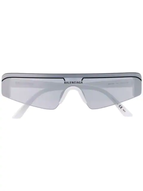 Balenciaga Ski Rectangular Frame Sunglasses In Weiss Modesens
