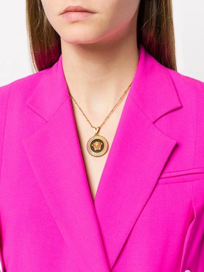 Shop Versace Medusa Pendant Necklace In Metallic