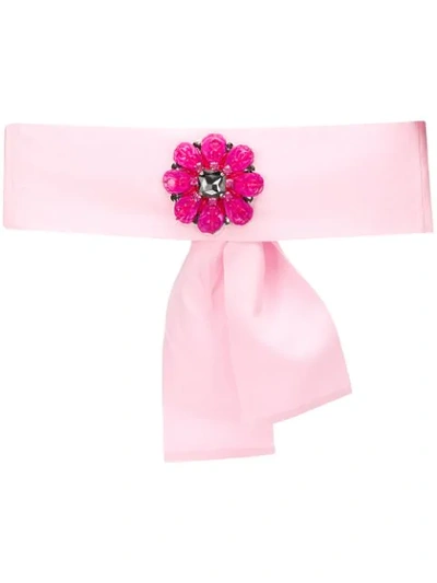Shop Sara Roka Floral Detail Belt In Pink