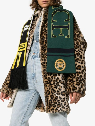 Shop Versace Team Logo Knit Scarf In Green