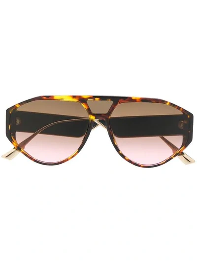 Shop Dior Clan1 Aviator-frame Sunglasses In Brown