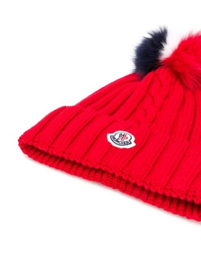 Shop Moncler Ribbed Knit Hat In Red