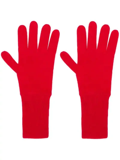 Shop Allude Knit Gloves In Red