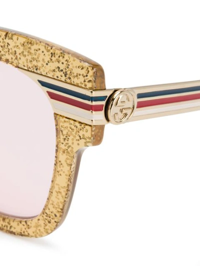 Shop Gucci Eyewear Asta Web Interlog G Sunglasses - Metallic