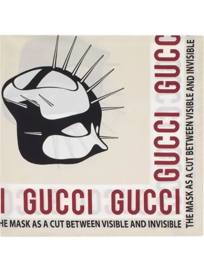 Shop Gucci Mask Print Scarf In Multicolour