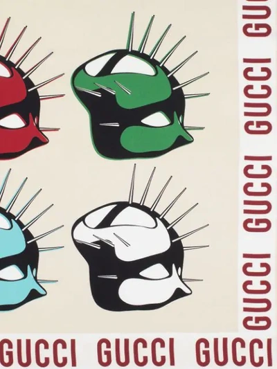 Shop Gucci Mask Print Scarf In Multicolour