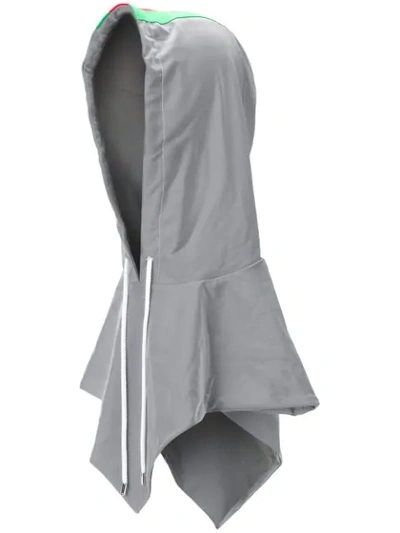 Shop Gucci Striped Drawstring Hood In Grey