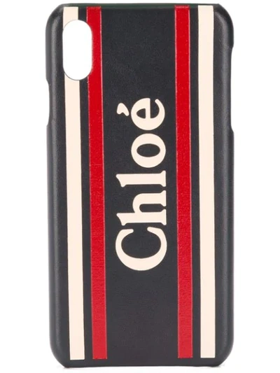 Shop Chloé Striped Logo Iphone Xs Max Case In Blue
