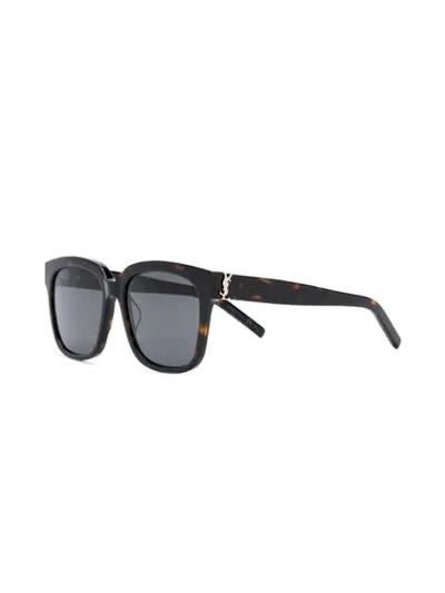 Shop Saint Laurent Square Framed Sunglasses In Brown