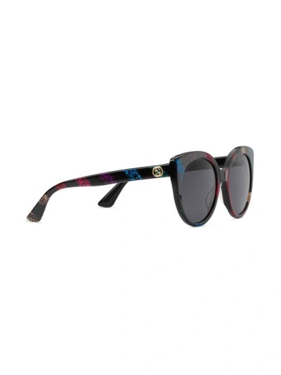 Shop Gucci Cat Eye Glitter Acetate Sunglasses In Black