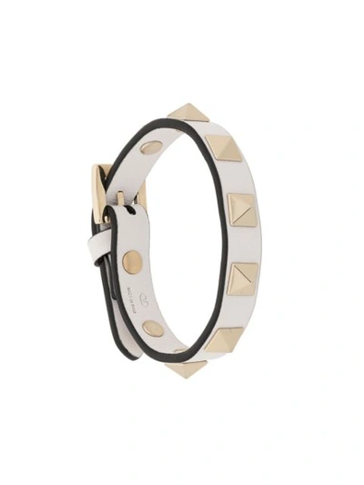 Shop Valentino Garavani Rockstud Bracelet In White