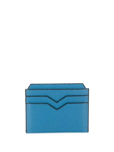 Shop Valextra Pebbled Cardholder In Blue