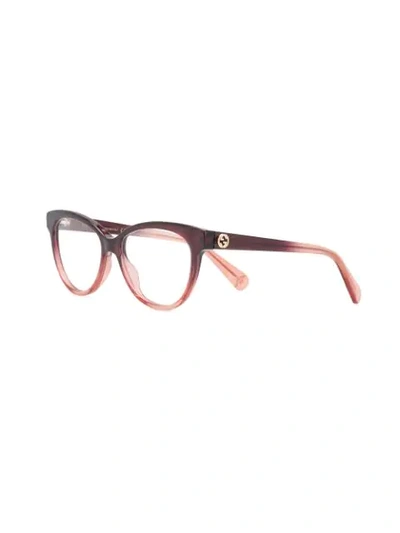 Shop Gucci Contrast Cat-eye Glasses In Red