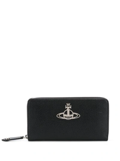 Shop Vivienne Westwood Logo Embellished Wallet In Black
