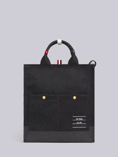 Shop Thom Browne Shiny Paper Label Lined Tote Bag In Grey