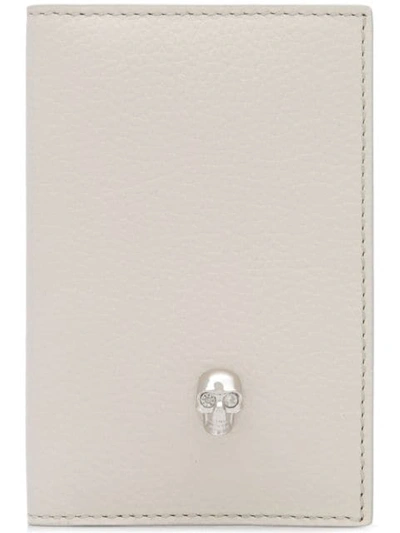 Shop Alexander Mcqueen Foldover Skull Wallet - White