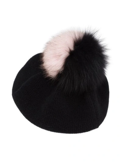 Shop Miu Miu Pom Detail Hat In Black