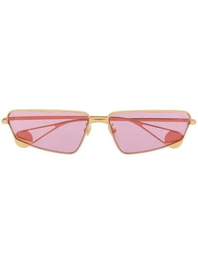 Shop Gucci Rectangular Frame Sunglasses In Pink