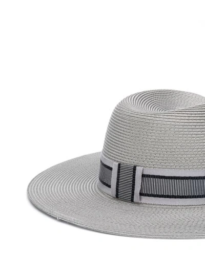 Shop Maison Michel Virginie Straw Fedora Hat In Grey