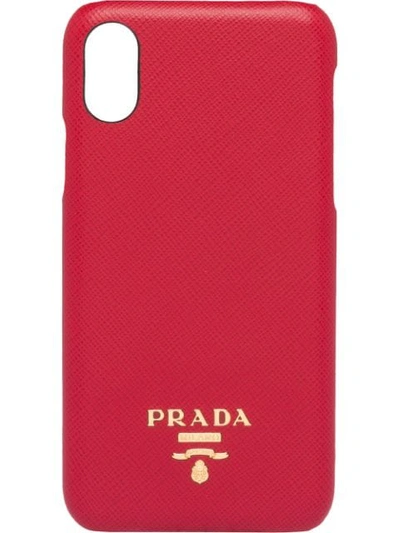 Shop Prada Logo-plaque Iphone X/xs In Red