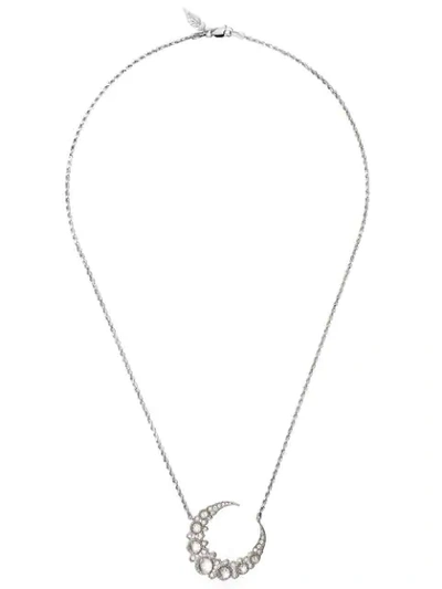 Shop Colette 18kt Black Gold Crescent Necklace In White