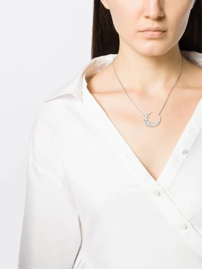 Shop Colette 18kt Black Gold Crescent Necklace In White