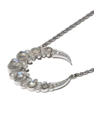 Shop Colette 18kt Black Gold Crescent Necklace In White