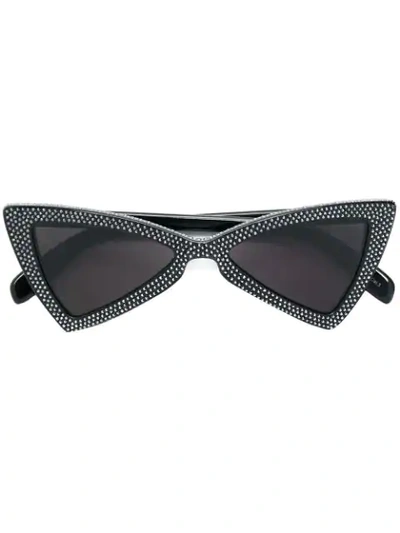 Shop Saint Laurent Eyewear Studded Jagged Frame Sunglasses - Black