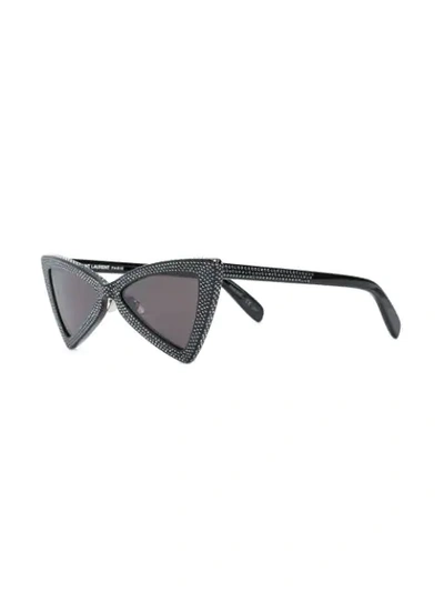 Shop Saint Laurent Eyewear Studded Jagged Frame Sunglasses - Black