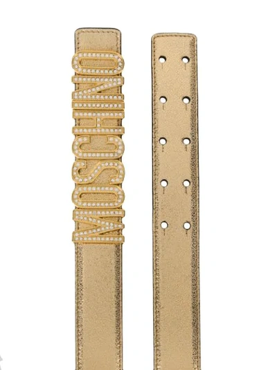 Shop Moschino Logo Plaque Belt In Gold