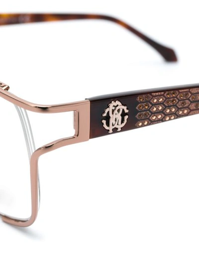 Shop Roberto Cavalli Rectangular Framed Glasses - Brown