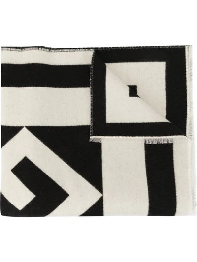 Shop Givenchy Intarsia Logo Knitted Scarf In White