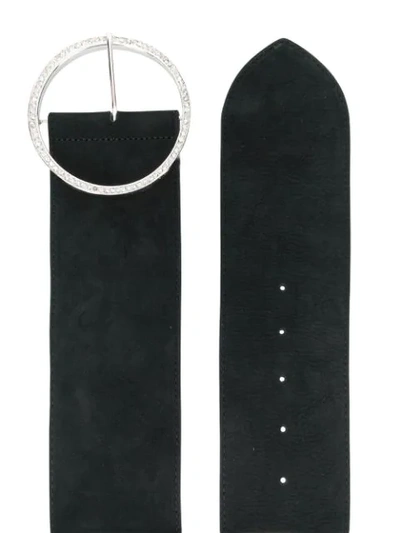 Shop Alessandra Rich Circular Buckle Belt In Black